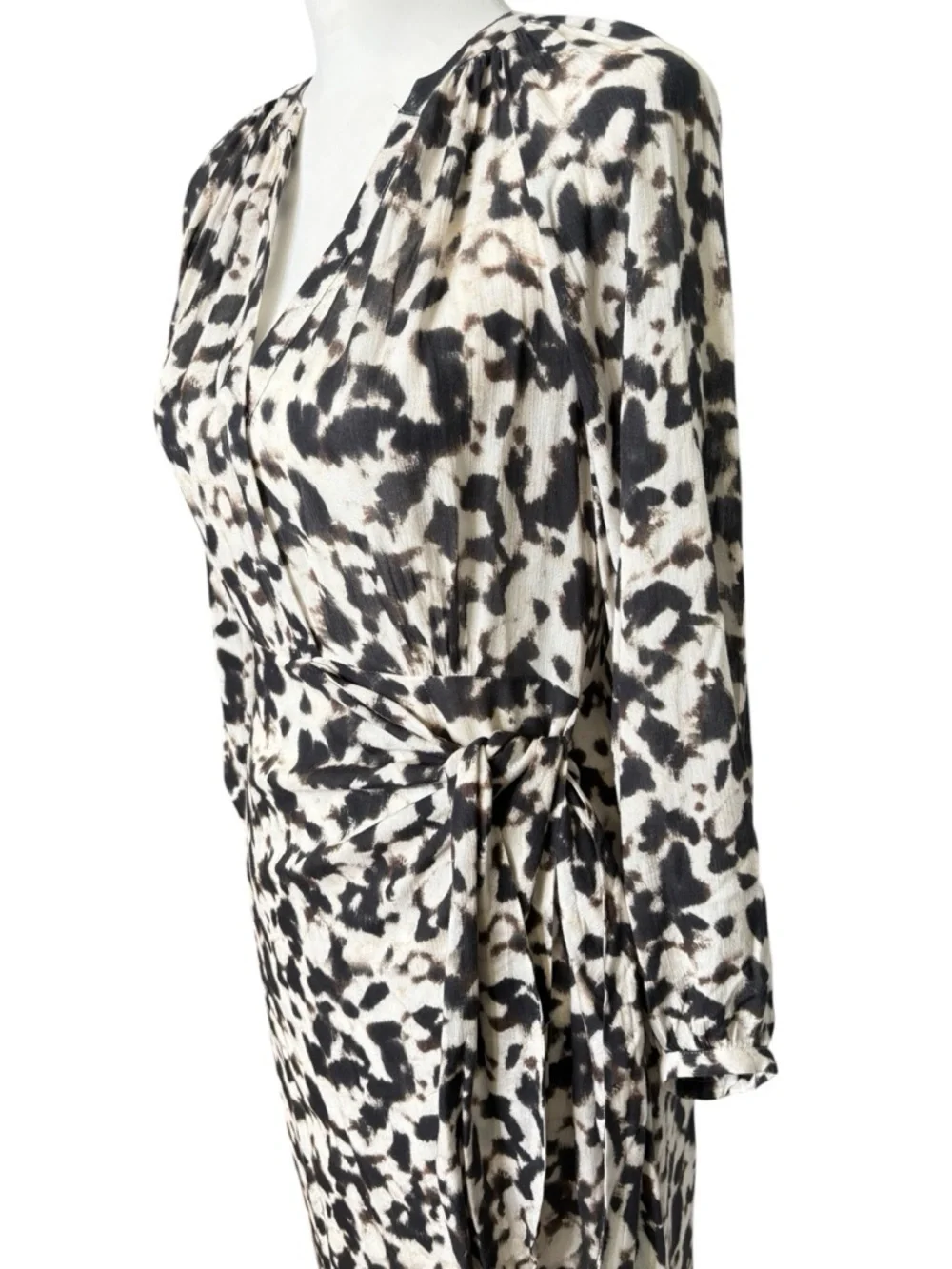 Rails Tyra Blurred Cheetah Faux Wrap Midi Dress • Size XS • MSRP $268